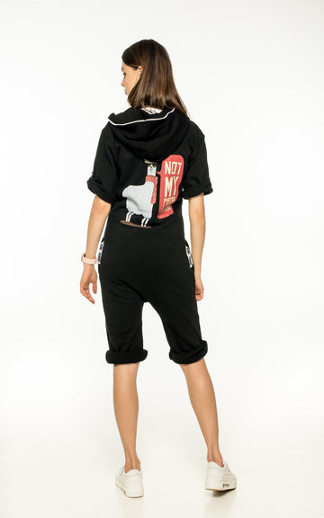 Lightweight Jumpsuit Llama short black