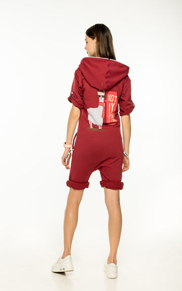 Lightweight Jumpsuit Llama short wine