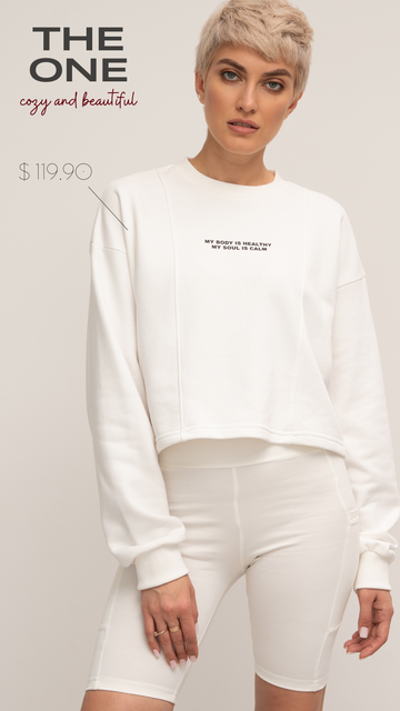 French Terry cotton cropped sweatshirt "My Soul"